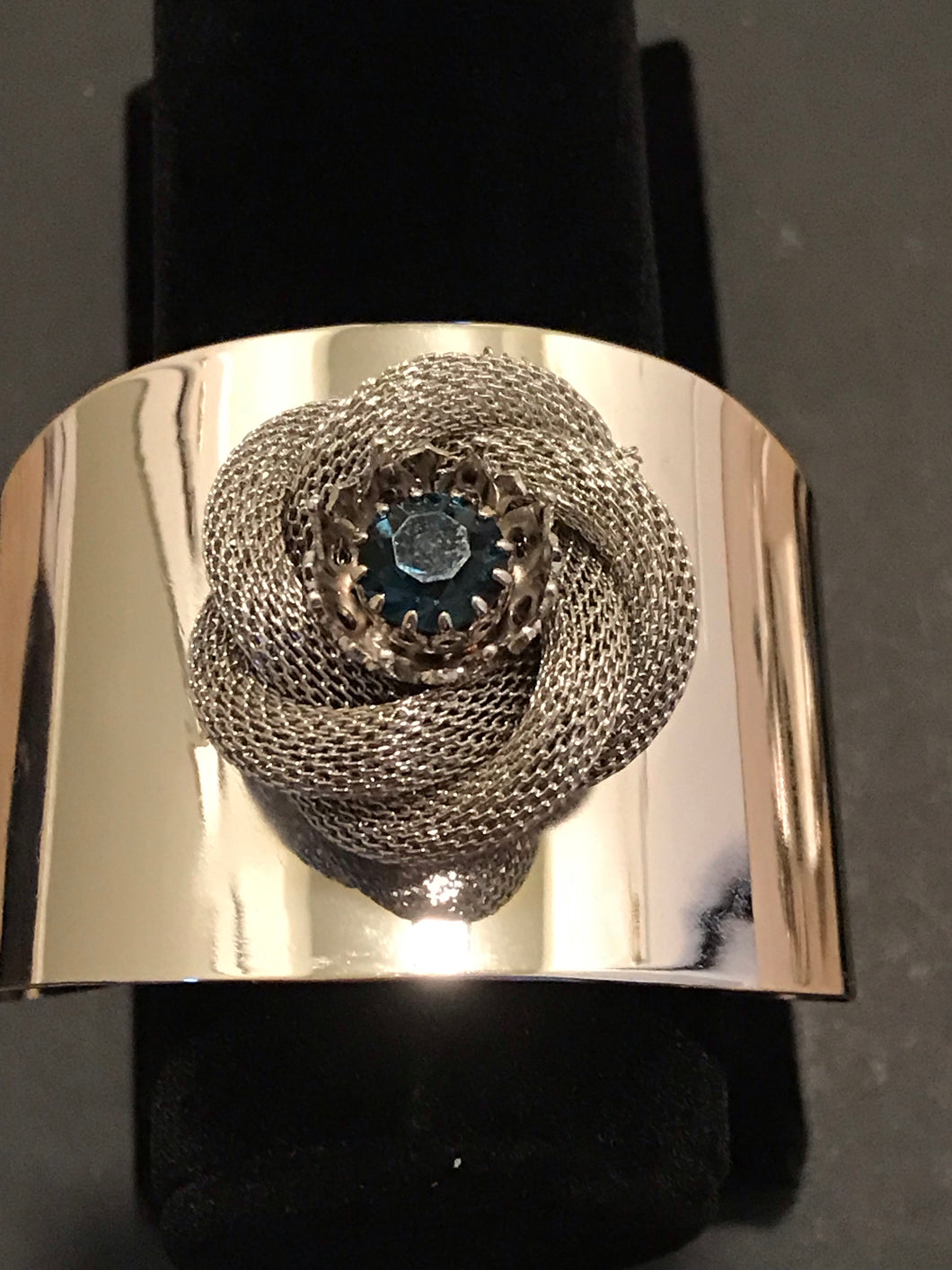 Aqua Blue Swarovski Cuff Bracelet by Monnaluna in Florence, Italy