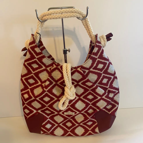 Lined Linen Geometric Satchel by Teresa Cambi of Florence