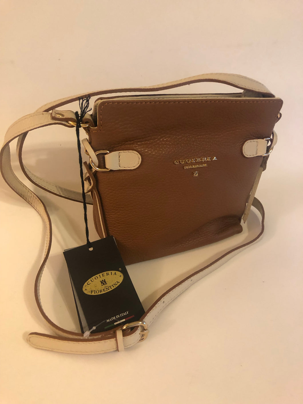 2 Tone Leather Crossbody by Cuoieria Florentina of Florence