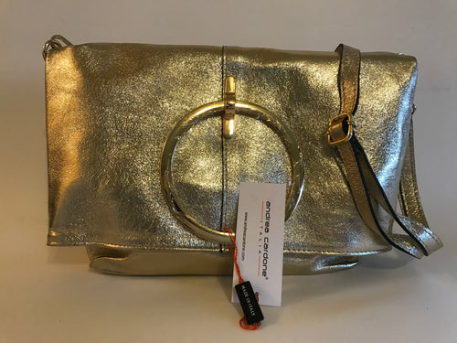 Gold Leather Satchel Bag by Andrea Cordone of Naples