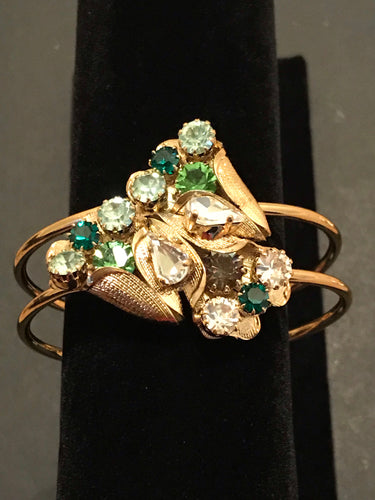 Peridot & Emerald Crystal Swarovski Cuff Bracelet by Monnaluna in Florence, Italy