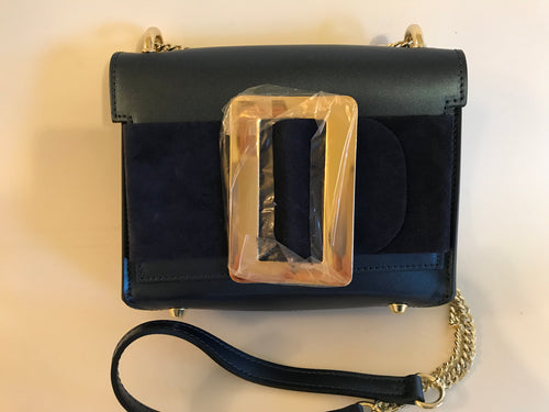 Blue Leather and Suede Satchel by Monnaluna of Florence